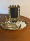 Beautiful Handmade Vintage French Vanity Set With Sophisticated Floral Designs