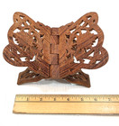Vtg Book Stand Hand Carved Wood Collapsible Folding Open Book Holder Display