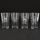 John Deere Set Of 4 Etched Logo Glass Drinkware Tumblers 6904