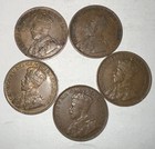 Canada Large One Cent Lot 1916 1917 1918 1919 1920 Five Coin Set King George 5th