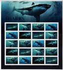 Usps Stamps   Unused Sheet Of 20    2017   sharks   5223-5227
