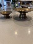 Set Of Two Vintage Floral Embossed Brass Pedestals