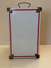 1950s Doll Trunk White Wood Red Metal   Brass Trim Silver Stars Interior   Vguc