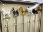 6 Vintage Nieman Marcus Glass Dog Shaped Cocktail Swizzle Sticks N o s   l11 