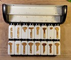 Antique Griffith Labs Art Deco Black Lid White Milk Glass Spice Jars W  Rack 