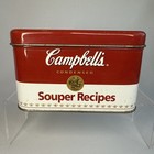 Vintage Collectible Campbell   s Tin Metal Container Souper Recipes Storage Box