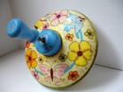 Vintage Ohio Art Tin Litho Toy Spinning Top Bluebird  Butterflies   Flowers 