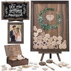  Wedding Guest Book Alternative Drop Top Frame Heart Drop Wood Guest Book Brown