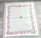 Lot Of 5 Vintage Hand Embroidered Items Table Cover  Dresser Scarf   More
