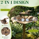 Bird Bath 33  Height Pedestal Birdbath For Outdoor Garden Decor W  Ground Stakes