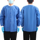 Plus Sms Medical Dental Disposable Lab Coat Gown W 3 Pockets Knit Cuffs 50pcs