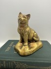 Vintage Brass Banthrico Cat   1974 Piggy Bank   Coin Bank   No Bottom