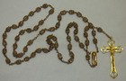 Vtg Filigree Capped Glass Bead Rosary Italy Gold Color Crucifix   Jhs Mary Medal