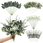 60 Pcs Mixed Artificial Eucalyptus Leaves Stems Bulk baby Breath Green-60pcs