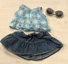 Build-a-bear Floral Tank   Denim Skirt Outfit Set Teddy Bear Clothes
