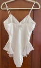 Vtg 90s Victoria Secret Gold Label Satin Lace Teddy Ivory Lingerie Bodysuit Sm