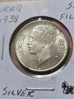 1938 Iraq 50 Fils Silver Coin Bu Great Luster
