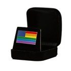 American Usa Rainbow Gay Pride Flag Enamel Lapel Pin With Magnetic Backing