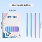 8 Pcs Rotatable Erasable Pens  Cute Black Ink Pen With Erasers  0 5mm Fine Po   