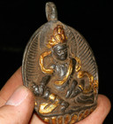 6cm Old Tibet Bronze Gilt Buddhism Temple Yellow Jambhala Buddha Amulet Pendant 