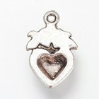 Heart Charms Antiqued Silver Love Pendants Flower Heart Jewelry 8pcs