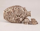 Chna Tibet-silver Copper Hand-carved Hollow Dragon Statue Royal Old Snuff Bottle