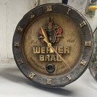 Vintage Werner Brau German Beer Barrel Top Molded Plastic Clock Sign  Rare