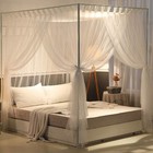 Simple 4 Corners Post Curtain Bed Canopy Bed Frame Canopies Net Bed Curtains    