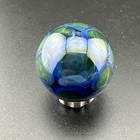 Contemporary Handmade Art Glass Marble 1 06  Blue Green Uv Reactive Glowing Dots