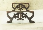 Vtg Antique Footstool Ottoman Ornate Cast Iron Legs Base Victorian Deco Nouveau