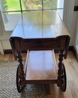 Bar tea Cart Dropleaf Side Table Oak 