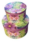 Vtg Hat Boxes Nested W Lids Floral French Country Plumeria Set Of 2 Decor