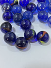 Lot Of 35 Vintage Blue Glass Marbles Game Collectible Toy