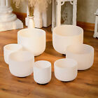 432hz 6 -12  Of 7 Pcs Frosted Chakra Tuned Quartz Crystal Singing Bowl Set