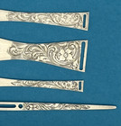 Unger Brothers Set 4 Sterling Engraved Bodkins Ribbon Threaders Sewing Tools