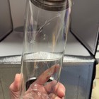 Vintage Mid Century Modern Etched Glass Cocktail Shaker Chrome Lid 10 5    Mcm