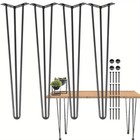 24  Black Hairpin Table Legs 4-pack 880lb 3-rod Steel For Diy Furniture Desks