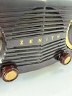 Zenith J616 Clock Radio 1952 Telechron Am Tube Owl Eyes Brown Working Mcm Deco