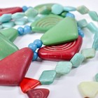 2 Strand Set Old Triangular Bohemian Red And Green Trade Beads With Blue Prosser