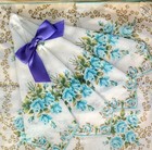 New Vintage Boxed Set 2 Burmel Original Handkerchiefs Floral Design Blue Roses