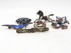 Gorgeous 7pc Lot Of Vintage Antique Decorative Inlaid Enamel Pins   Brooches  
