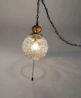 Vtg 60s Mid Century Amber   Clear Retro Swag Lamp Pendant Mcm Hollywood Regency