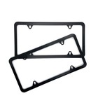 2pcs Black Stainless Steel License Plate Frame Slim Front   Rear Car Tag Cover