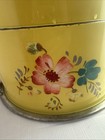 Vintage Mcm  Flowers Red Metal Double Decker 4 Pc  Cake   Pie   Carrier Tin
