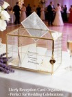 New Golden Glass Card Box Heart Lock House Shape Wedding Keepsake Decor