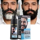 Men 2 In 1 Beard Mustache Natural Hair Color Shampoo Permanent Black Dye 200ml