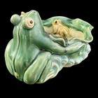 Vintage Majolica Frog Ceramic Planter Art Pottery Hand Painted Succulent Pot 9   
