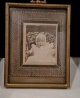 Antique 1890s Victorian Framed Silver Albumin Infant Photograph  1 5x1 375in