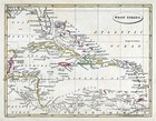 1817 John Russell Map West Indies Caribbean Cuba Jamaica Bahamas Antiqua Pr Fl