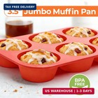 Jumbo Muffin Pan  3 5 Inch Large Muffin Pan 6 Cup Silicone Jumbo Cupcake Tin For